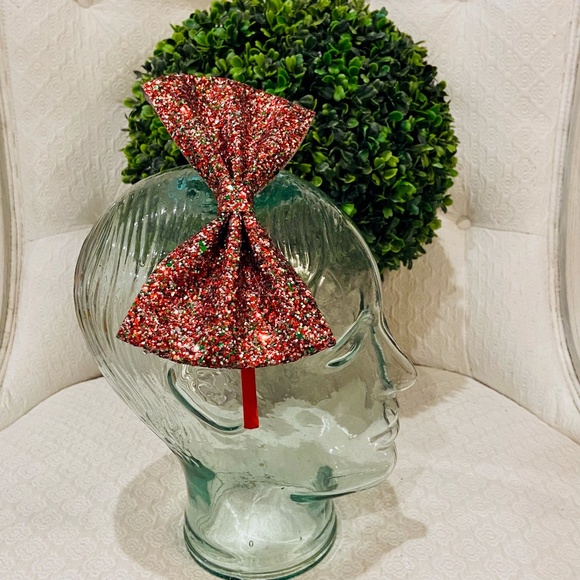 O2-BUNDLE ONLY-Large Glitter Bow Fascinator/Head Band - Picture 3 of 10